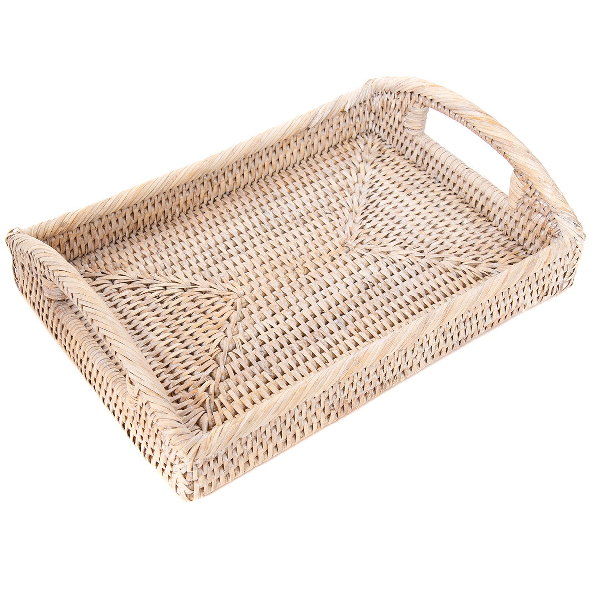 Artifacts Trading Company Rattan Rectangular Tray White Wash
